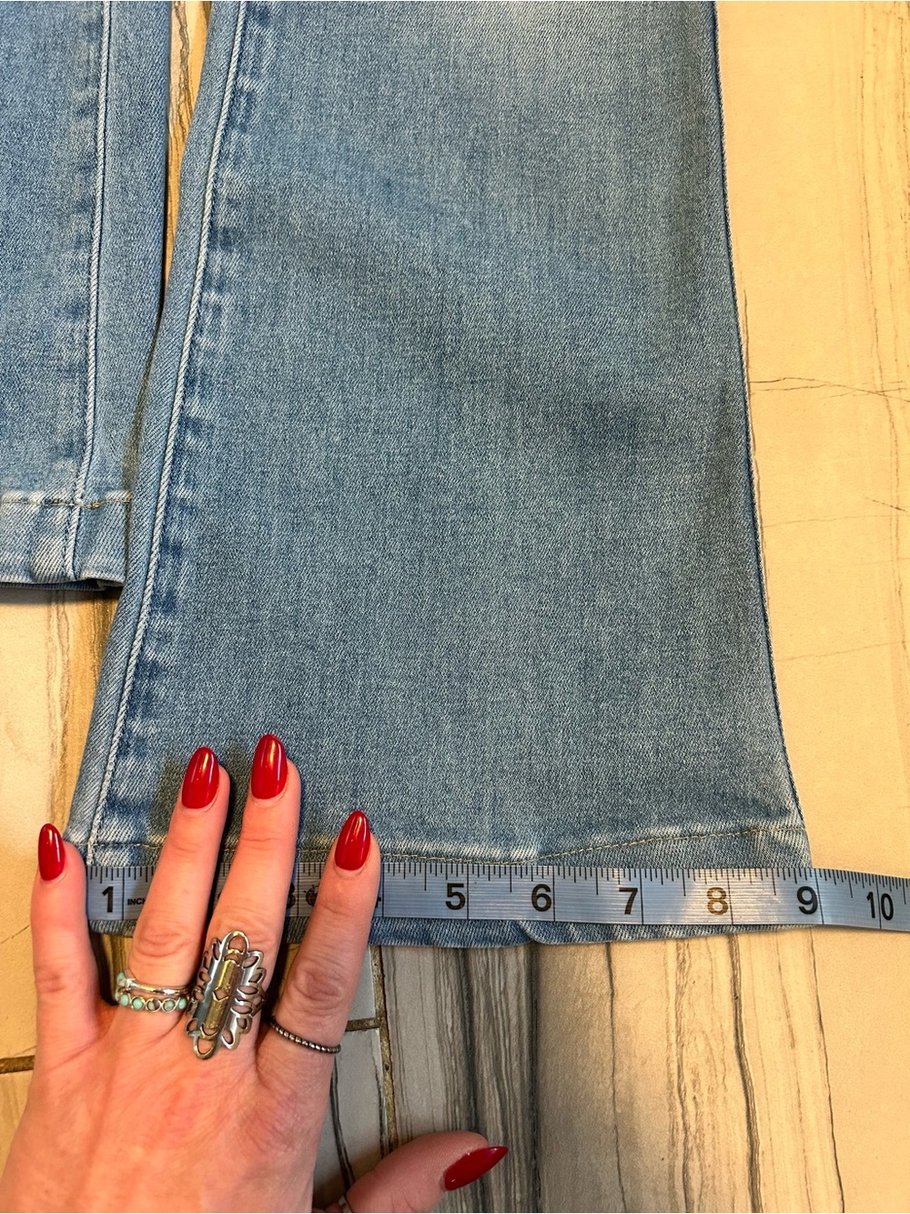 PAIGE Genevieve Flare Bootcut Light Blue Stretch Jeans - Picture 12 of 14